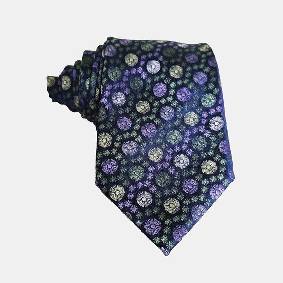 Simon Carter London Handmade Floral Theme Embroidery Silk Tie W3.5 in L 58.5 in - Picture 1 of 15